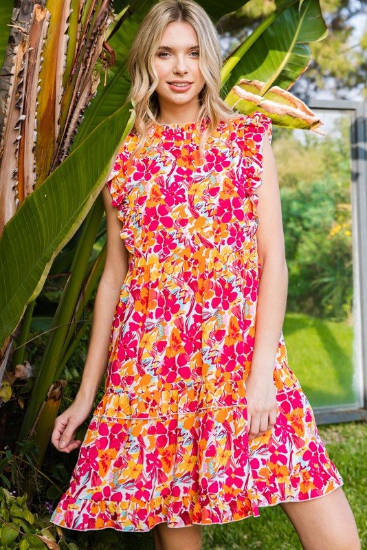 Floral Print Ruffle Tiered Dress (Plus Size)