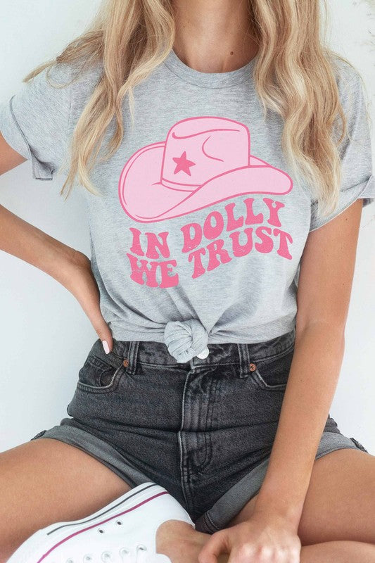 "In Dolly We Trust" Short Sleeve Graphic Tee (Heather Grey)