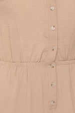 Dolman Sleeve Button Front Jumpsuit (Tan)