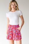 Floral Print Pleated Shorts