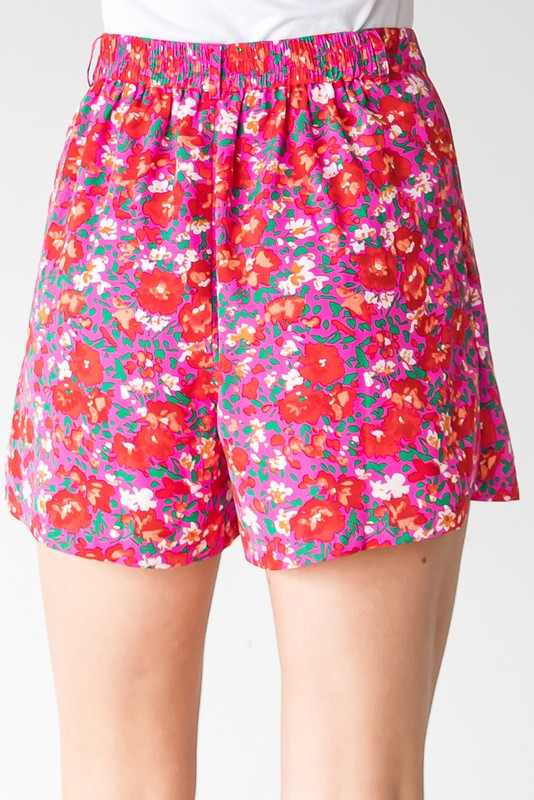 Floral Print Pleated Shorts