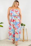 Strapless Tropical Print Maxi Dress (Plus Size)