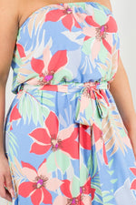 Strapless Tropical Print Maxi Dress (Plus Size)