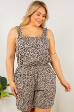 Ruffle Sleeve Leopard Print Romper (Plus Size)