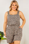 Ruffle Sleeve Leopard Print Romper (Plus Size)
