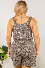 Ruffle Sleeve Leopard Print Romper (Plus Size)