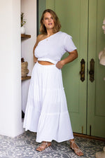 One Shoulder Elastic Waist Top (Plus Size)
