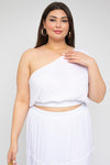 One Shoulder Elastic Waist Top (Plus Size)