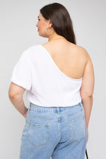 One Shoulder Elastic Waist Top (Plus Size)