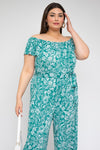 Square Neck Tie Belt Jumpsuit (Plus Size)
