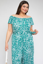 Square Neck Tie Belt Jumpsuit (Plus Size)