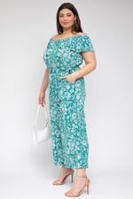 Square Neck Tie Belt Jumpsuit (Plus Size)