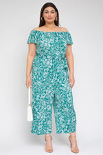 Square Neck Tie Belt Jumpsuit (Plus Size)