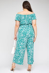 Square Neck Tie Belt Jumpsuit (Plus Size)