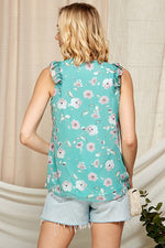 Sleeveless Mint Floral Print Top