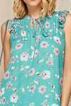 Sleeveless Mint Floral Print Top