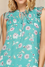 Sleeveless Mint Floral Print Top