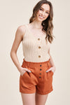 Front Button Paperbag Shorts (Terracotta)