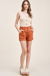 Front Button Paperbag Shorts (Terracotta)