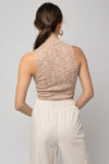 Sleeveless Mock Neck Ribbed Top