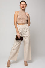 Sleeveless Mock Neck Ribbed Top