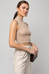 Sleeveless Mock Neck Ribbed Top