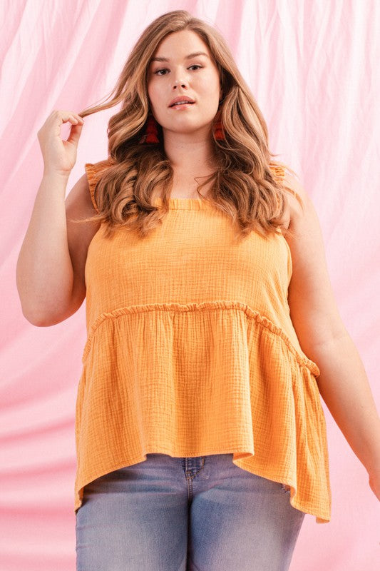 Ruffle Strap Babydoll Top (Plus Size) – In Pursuit Mobile Boutique