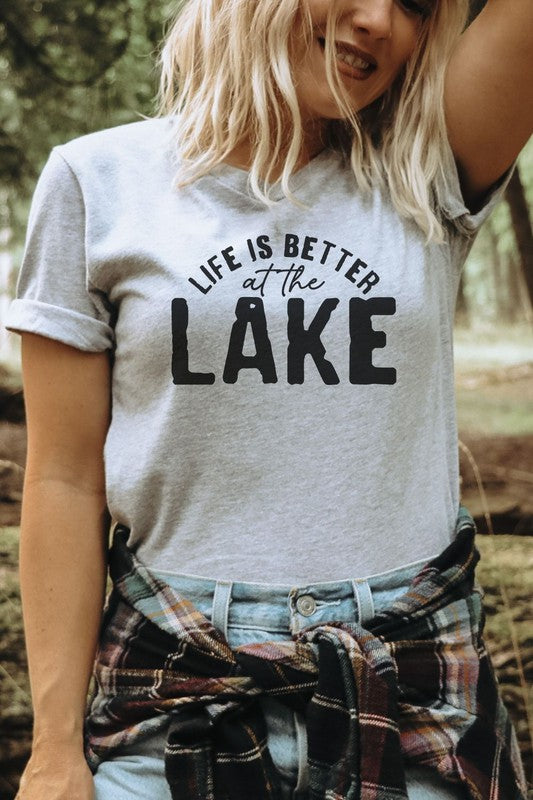 "Life Is Better at the Lake" Unisex Graphic T-Shirt (Athletic Grey)