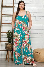 Floral Print Maxi Jumpsuit (Plus Size)