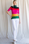 Colorful Ribbed Striped Turtleneck