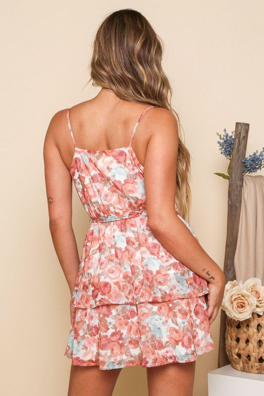 Double Tiered Floral Print Dress
