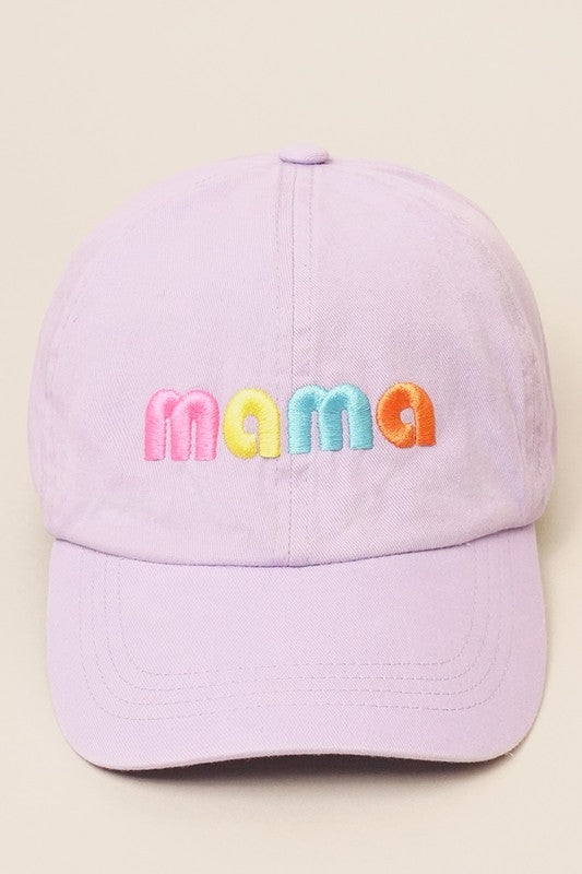 "Mama" Retro Font Baseball Hat (Lavender)