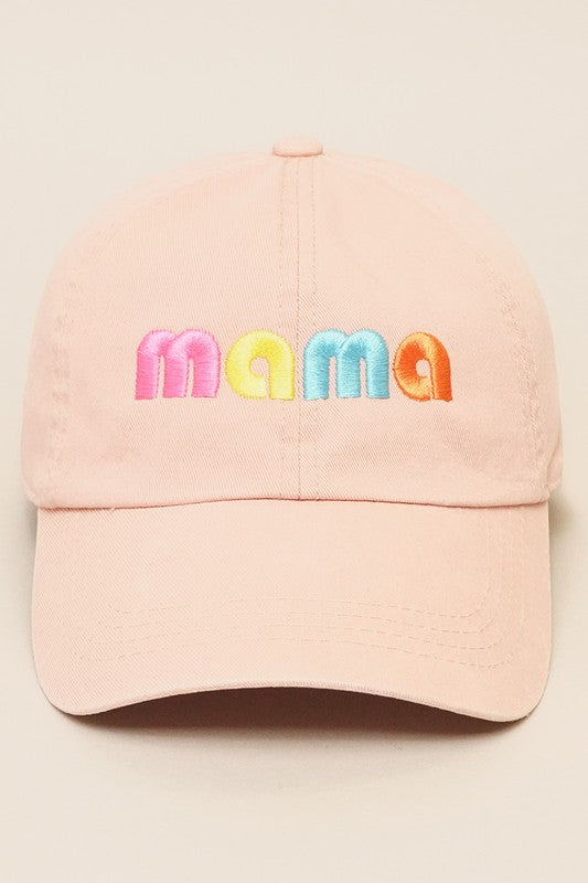 "Mama" Retro Font Baseball Hat (Dusty Pink)