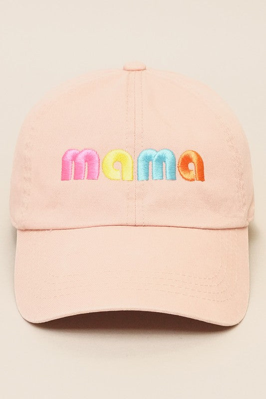 "Mama" Retro Font Baseball Hat (Dusty Pink)