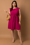 Sleeveless Front Pocket Dress (Plus Size - Magenta)