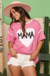 "Mama" Loose Fit French Terry Short Sleeve Top