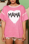 "Mama" Loose Fit French Terry Short Sleeve Top