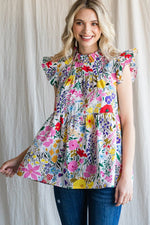 Floral Print Peplum Babydoll Top