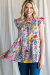 Floral Print Peplum Babydoll Top