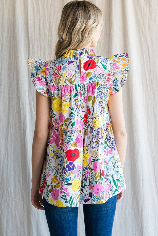 Floral Print Peplum Babydoll Top