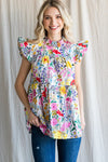 Floral Print Peplum Babydoll Top