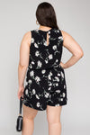 V-Neck Floral Print Elastic Waist Romper (Plus Size)