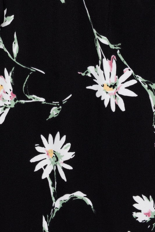 V-Neck Floral Print Elastic Waist Romper (Plus Size)