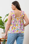 Bold Floral Sleeveless Top (Plus Size)