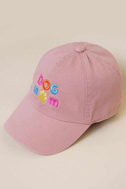 Colorful Retro "Dog Mom" Hat (Dusty Pink)