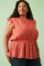 Ditsy Floral Smocked Waist Top (Plus Size)