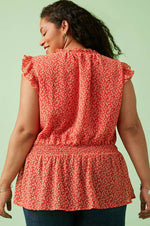 Ditsy Floral Smocked Waist Top (Plus Size)