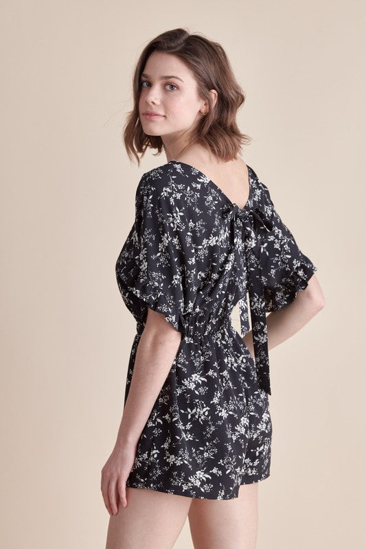 Flutter Sleeve Tie Back Romper