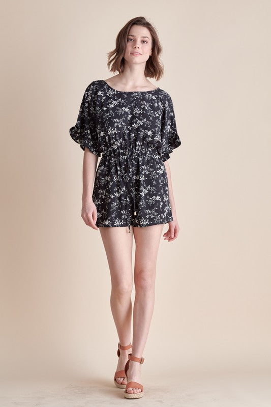 Flutter Sleeve Tie Back Romper
