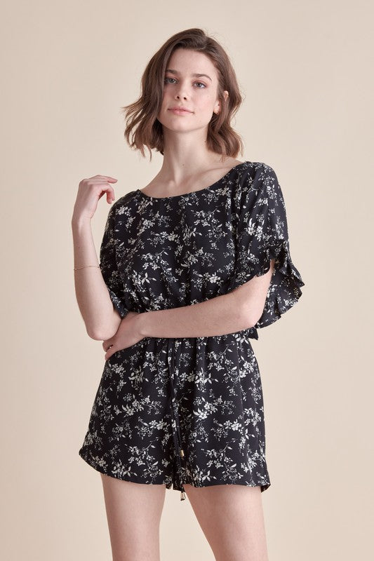 Flutter Sleeve Tie Back Romper